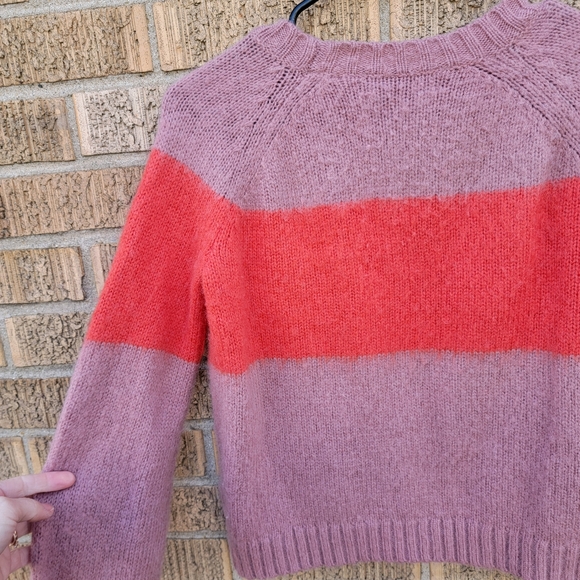 AllSaints Lou Uno Jumper Wool Blend Sweater Rose Lave Orange Spripe Small - Picture 11 of 11